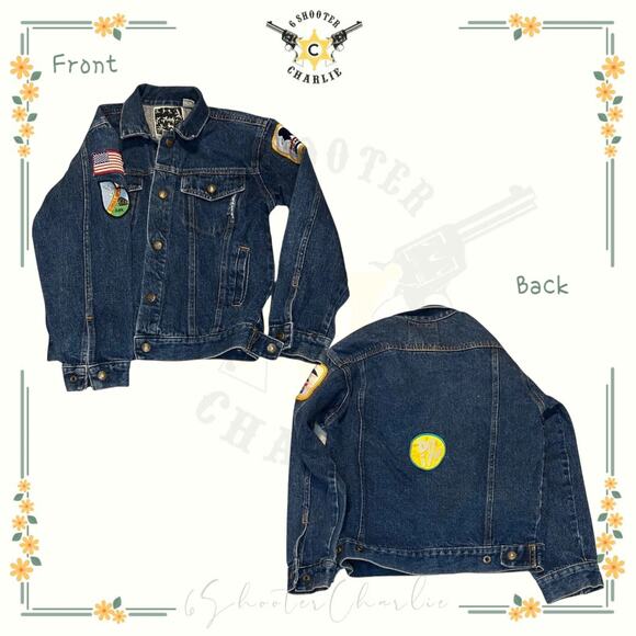 VTG Tomorrows Generation Jean Denim Jacket Juniors Small Retro 80s Patches - Picture 1 of 4